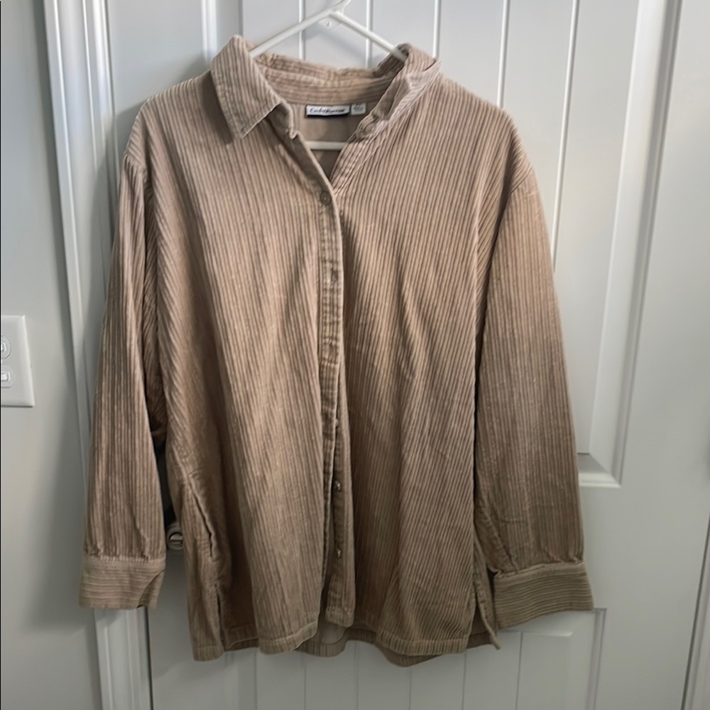 Croft & Barrow Tan Corduroy Button Down Shirt